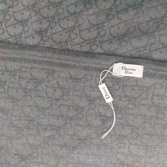 Vintage Christian Dior Monogram Dark Gray & Light Gray Fall Winter Scarf Scarves - Picture 5 of 10